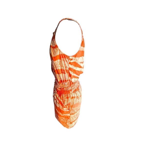 Bcbgmaxazria Orange & White Sleeveless Summer Dress Size Small - Picture 2 of 5